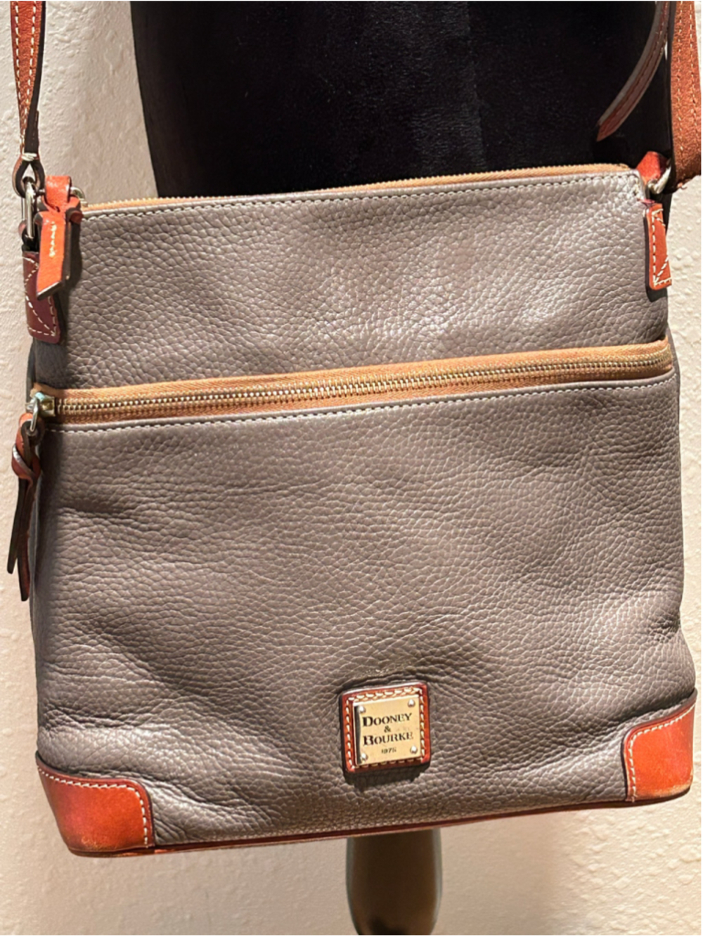 Women's Dooney & Bourke Crossbody Bag One Size Grey Brown 11 x 10 x 4